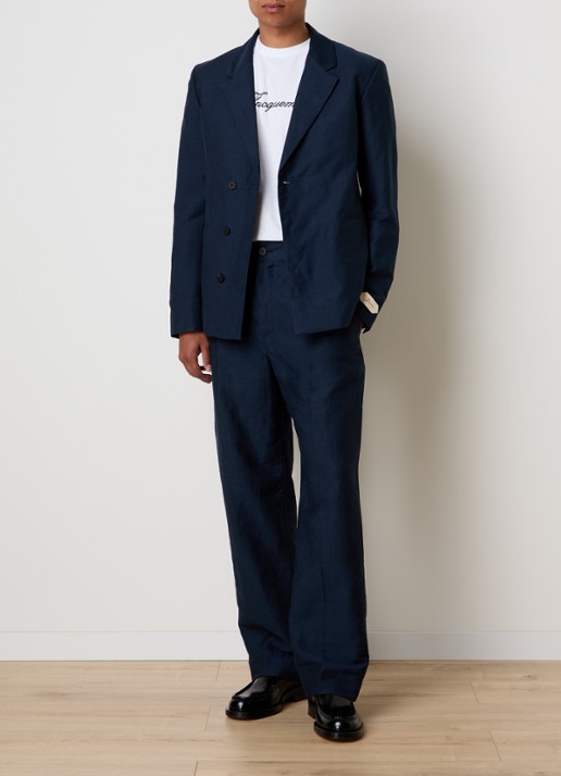 Jacquemus Croisiere straight fit pantalon in linnenblend met steekzakken - voorkant 3 donkerblauw
