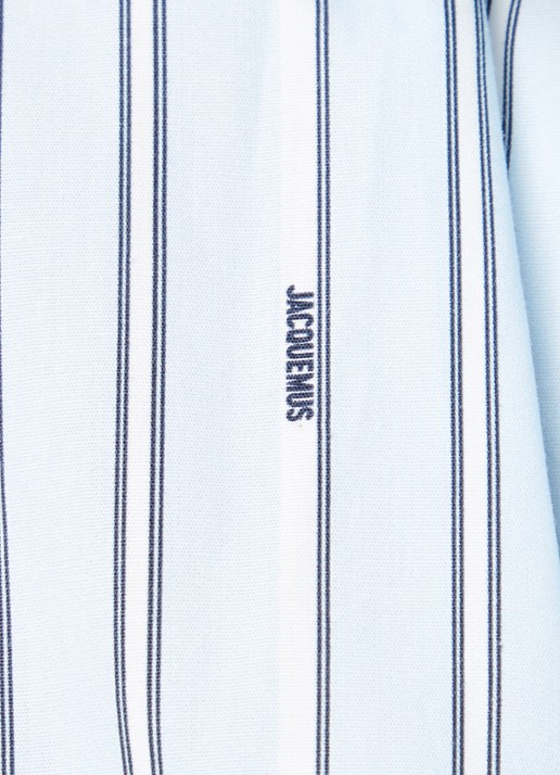 Jacquemus Cropped blouse met streepprint - detail 5 lichtblauw