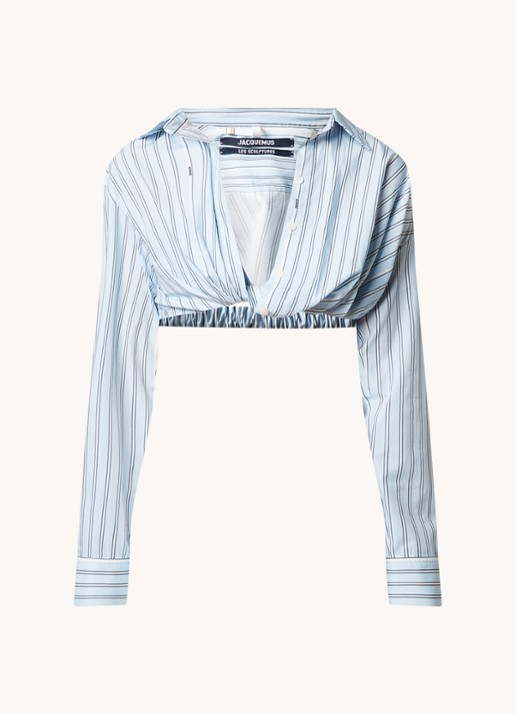 Jacquemus Cropped blouse met streepprint - voorkant lichtblauw