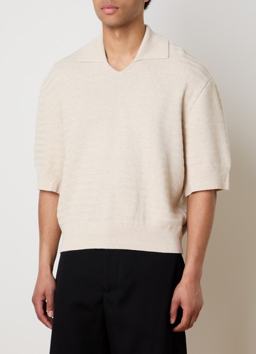 Jacquemus Fijngebreide regular fit polo in zijdeblend met V-hals