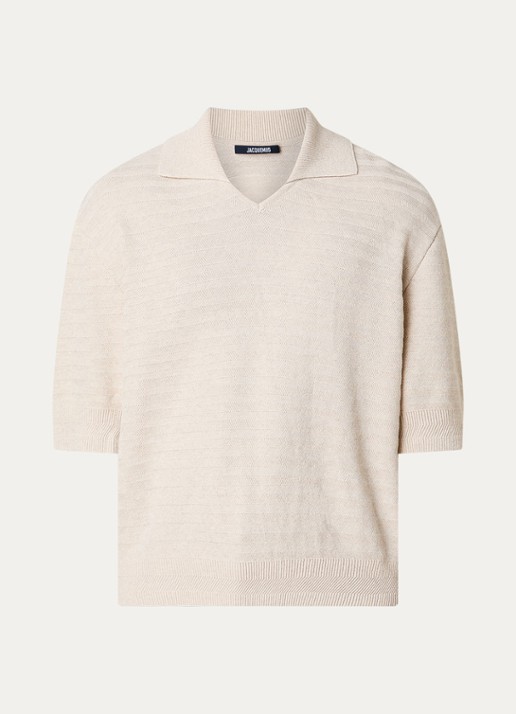 Jacquemus Fijngebreide regular fit polo in zijdeblend met V-hals