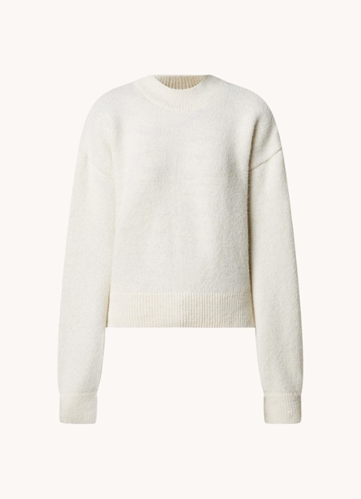 Jacquemus Fijngebreide trui in alpaca wolblend met backprint - voorkant 4 gebroken wit