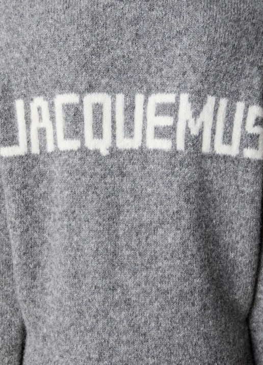 Jacquemus Fijngebreide trui in alpaca wolblend met backprint - detail 5 grijs