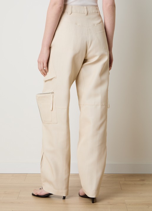 Jacquemus High waist straight fit cargobroek in wolblend - achterkant 5 beige