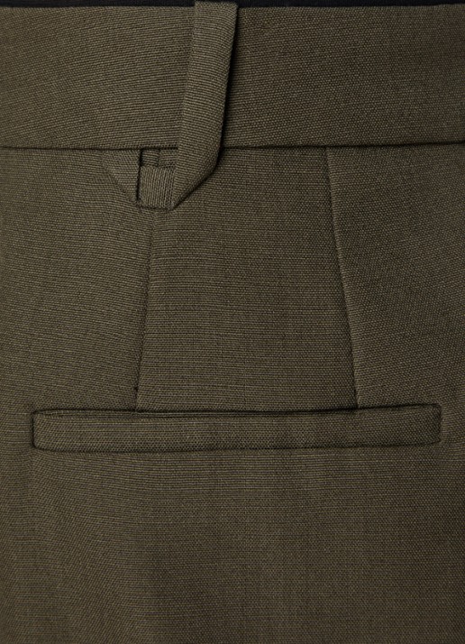 Jacquemus High waist wide fit pantalon van wol met steekzakken - detail 3 bronsgroen
