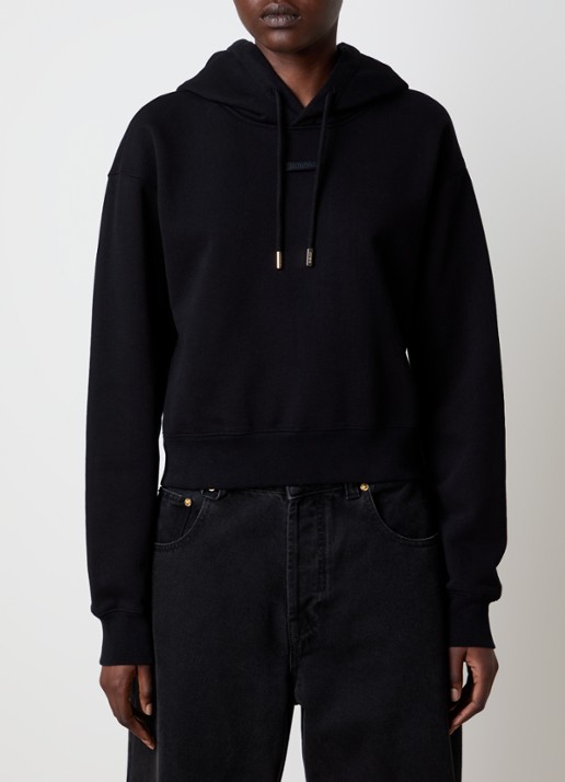 Jacquemus Hoodie met logo - detail 4 zwart