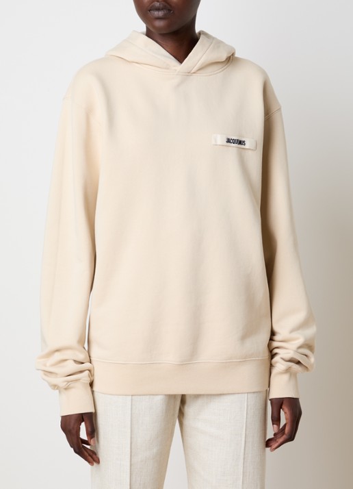 Jacquemus Hoodie met logo - detail beige