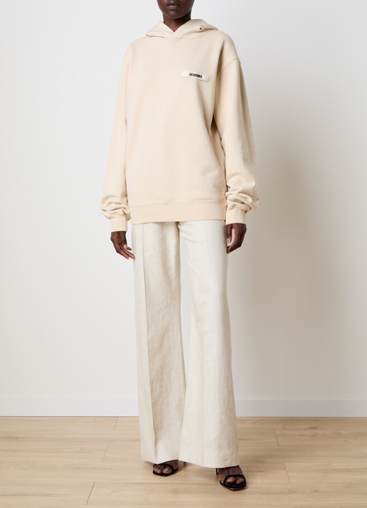 Jacquemus Hoodie met logo - voorkant 5 beige