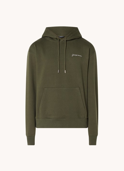 Jacquemus Hoodie van  katoen met logoborduring - voorkant 4 legergroen