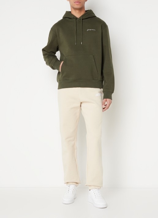 Jacquemus Hoodie van  katoen met logoborduring - voorkant 5 legergroen