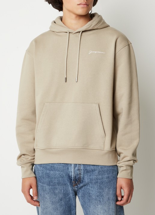 Jacquemus Hoodie van  katoen met logoborduring - detail 3 khaki