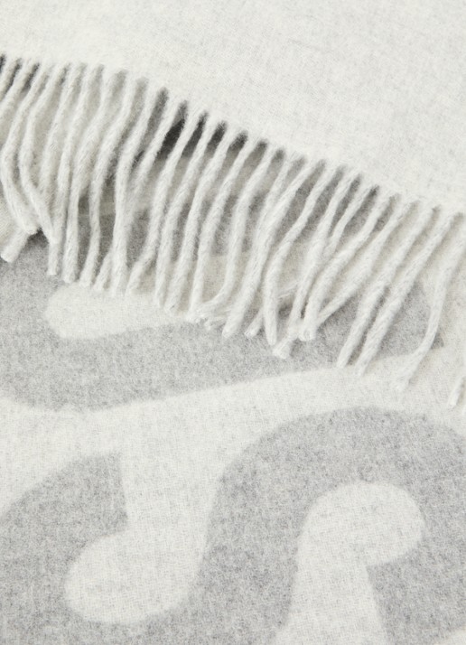 Jacquemus L'Echarpe sjaal van wol met logoprint 180 x 35 cm - detail 2 lichtgrijs