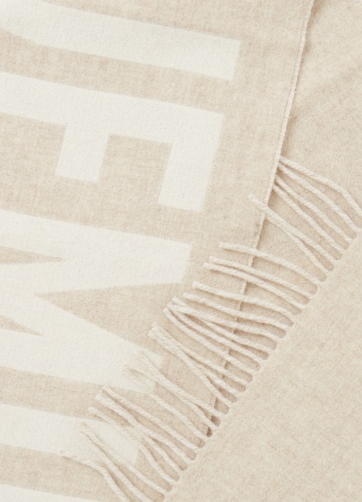 Jacquemus L'Echarpe sjaal van wol met logoprint 180 x 35 cm - detail 3 beige