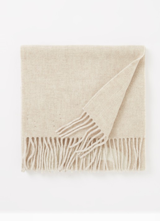 Jacquemus L'Echarpe sjaal van wol met logoprint 180 x 35 cm - voorkant beige