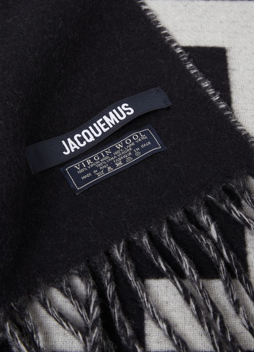 Jacquemus L'Echarpe sjaal van wol met logoprint 180 x 35 cm - detail 3 zwart
