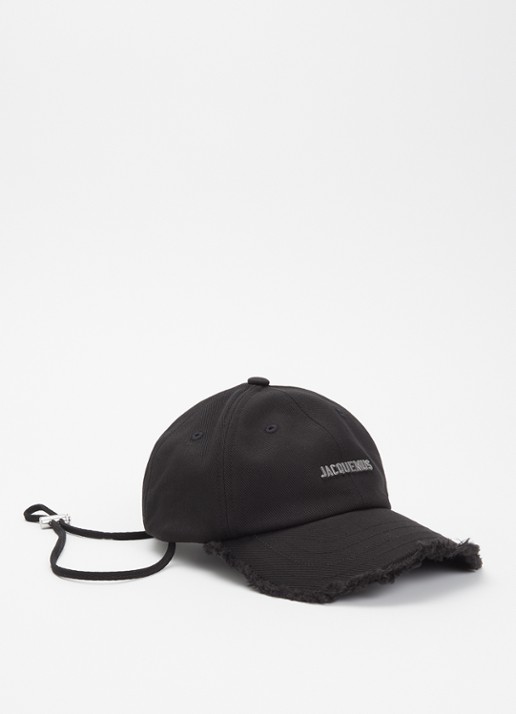 Jacquemus La Casquette Artichaut pet met logo - voorkant 2 zwart