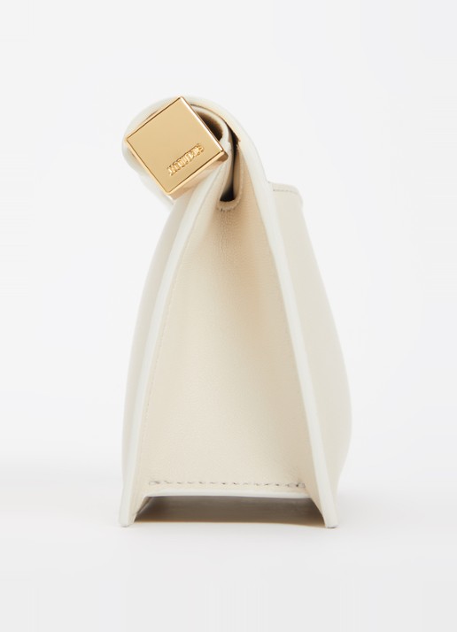 Jacquemus La Petite Rond Carré clutch van lamsleer - detail 2 ivoor