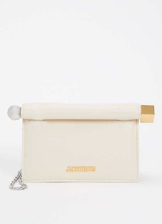 Jacquemus La Petite Rond Carré clutch van lamsleer - voorkant 6 ivoor