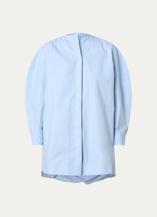 Jacquemus La Pittore oversized blouse met split - voorkant 2 lichtblauw