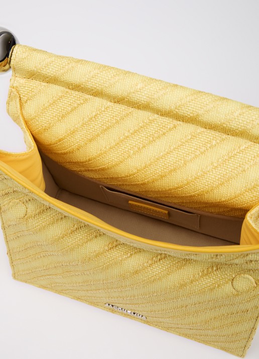Jacquemus La Pochette Rond Carré clutch met leren details en logo - detail 2 lichtgeel