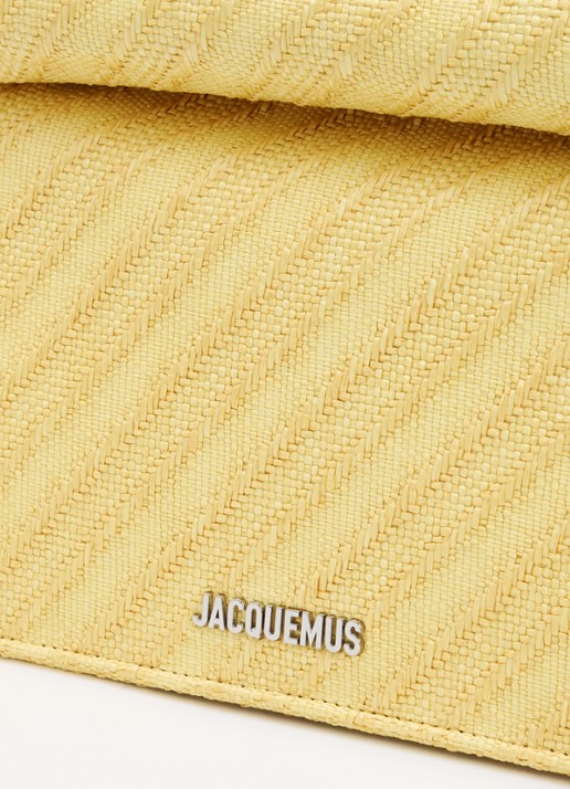 Jacquemus La Pochette Rond Carré clutch met leren details en logo - detail 4 lichtgeel