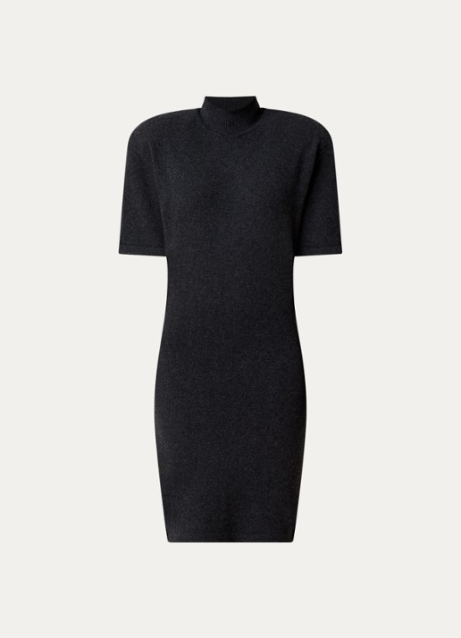Jacquemus La Robe mini jurk in wolblend met schoudervulling - voorkant 2 donkergrijs
