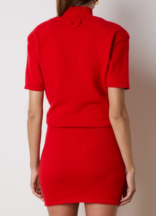 Jacquemus La Robe mini jurk in wolblend met schoudervulling - achterkant 5 rood
