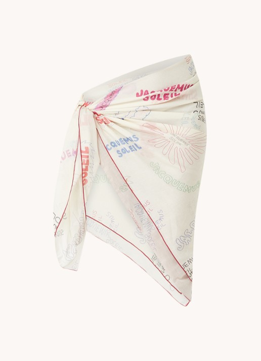 Jacquemus Lamba pareo in zijdeblend met print  - voorkant 4 donkerbeige