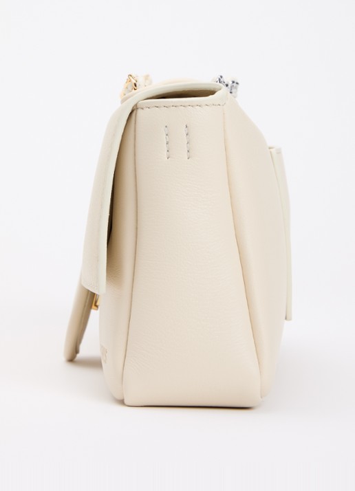Jacquemus Le Bambino Chaine schoudertas van lamsleer met verstelbare schouderriem - detail 4 ivoor