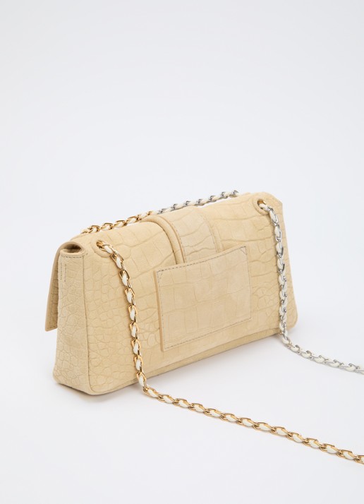 Jacquemus Le Bambino crossbodytas van kalfssuède met crocostructuur - achterkant 7 beige