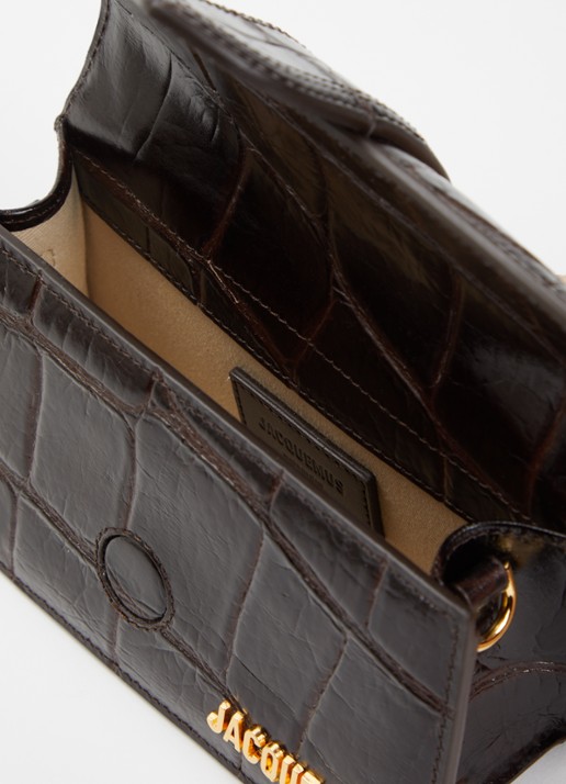 Jacquemus Le Bambino handtas van leer met crocostructuur - detail 3 donkerbruin
