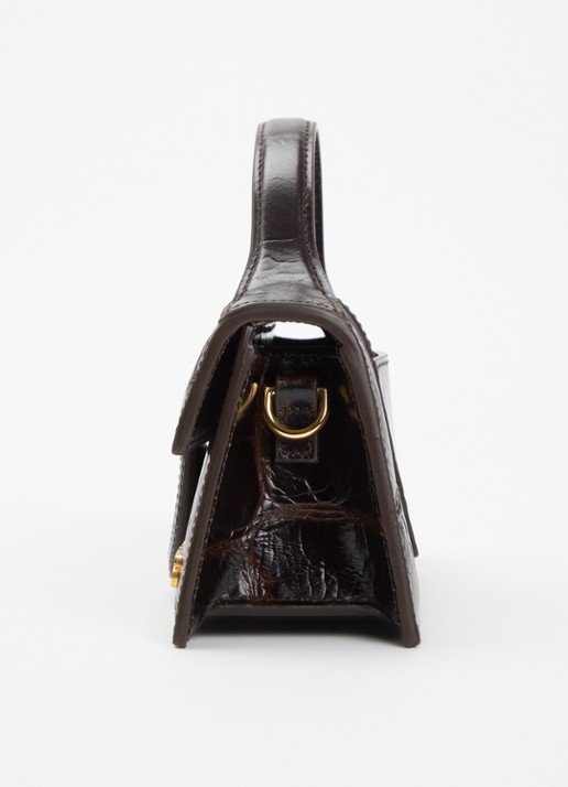 Jacquemus Le Bambino handtas van leer met crocostructuur - detail 4 donkerbruin