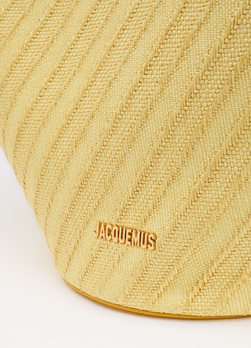 Jacquemus Le Bambola schoudertas met leren details en logo - detail 4 geel
