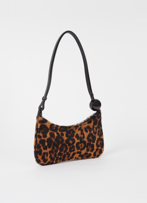 Jacquemus Le Bisou Perle schoudertas van leer met dierenprint en structuur - achterkant 3 bruin