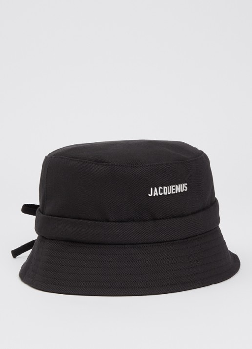 Jacquemus Le Bob Gadjo bucket hoed van canvas  - voorkant 2 zwart