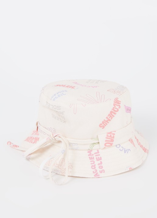 Jacquemus Le Bob Gadjo bucket hoed van canvas - voorkant 2 creme