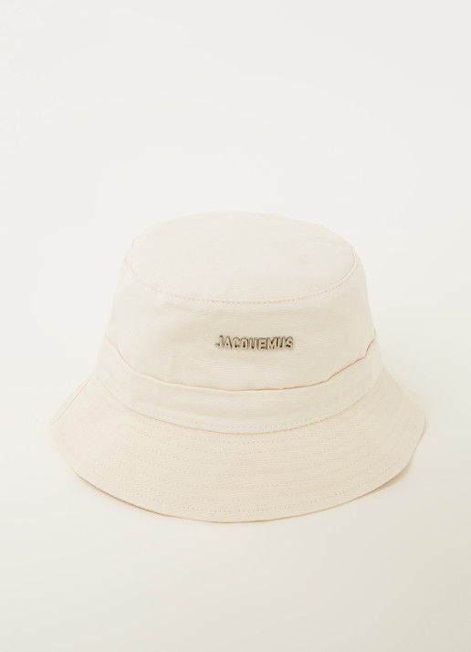 Jacquemus Le Bob Gadjo bucket hoed van canvas - voorkant 2 ivoor