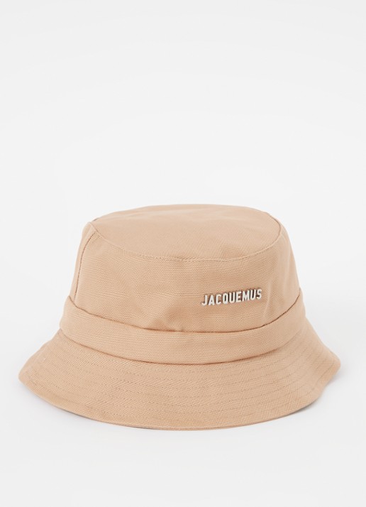 Jacquemus Le Bob Gadjo bucket hoed van canvas - voorkant beige