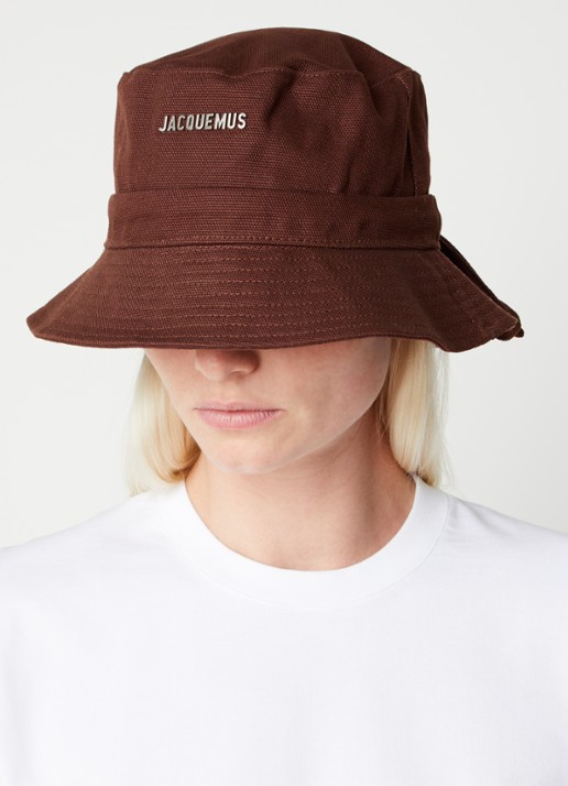 Jacquemus Le Bob Gadjo bucket hoed van canvas - voorkant 2 bruin