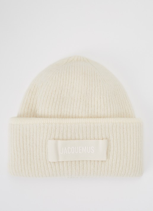 Jacquemus Le Bonnet grofgebreide muts in alpaca wolblend met logo