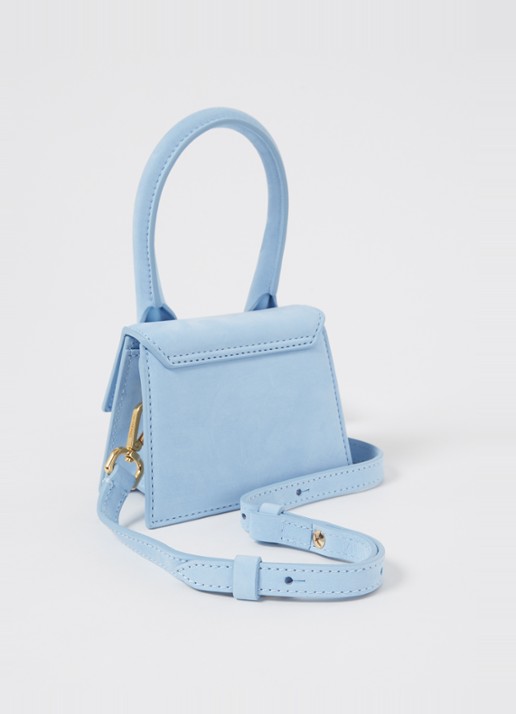 Jacquemus Le Chiquito handtas van nubuck - achterkant lichtblauw