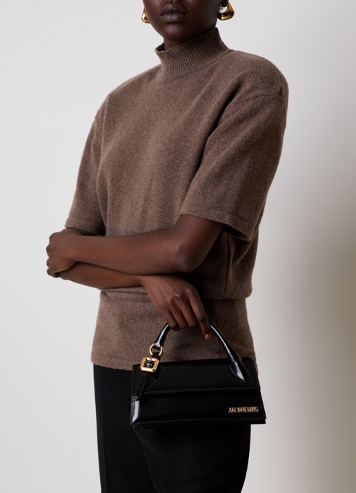 Jacquemus Le Chiquito Long handtas van kalfsleer met gespdetail - voorkant 4 zwart