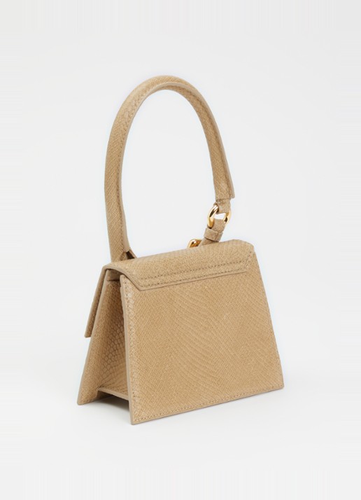 Jacquemus Le Chiquito Moyen handtas van kalfsleer met afneembare schouderriem - achterkant beige