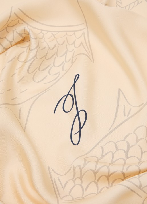 Jacquemus Le Foulard sjaal van zijde 65 x 65 cm - detail ivoor