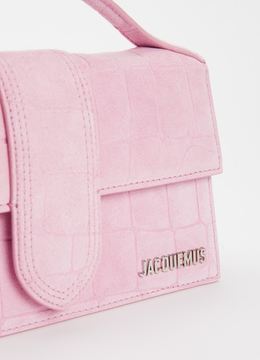 Jacquemus Le Grand Bambino handtas van kalfssuède met crocostructuur en afneembare schouderriem - detail 4 roze