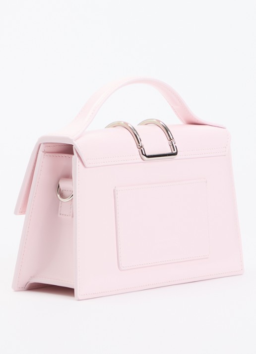 Jacquemus Le Grand Bambino handtas van lakleer met afneembare schouderriem  - achterkant lichtroze