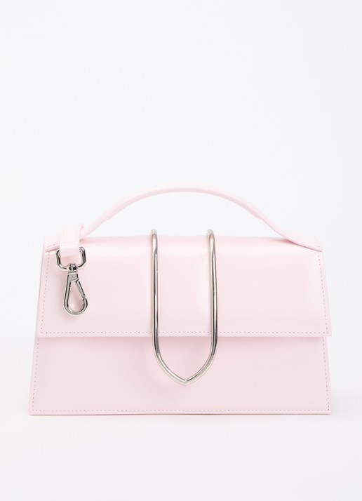Jacquemus Le Grand Bambino handtas van lakleer met afneembare schouderriem  - voorkant 2 lichtroze