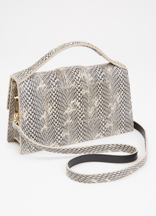 Jacquemus Le Grand Bambino handtas van leer met afneembare schouderriem en slangenstructuur - achterkant 4 beige