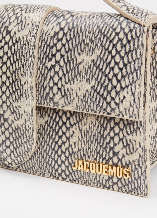 Jacquemus Le Grand Bambino handtas van leer met afneembare schouderriem en slangenstructuur - detail 7 beige