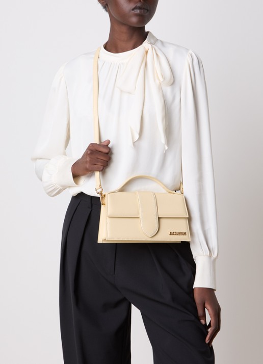 Jacquemus Le Grand Bambino handtas van leer met afneembare schouderriem - voorkant 6 ivoor